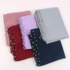 perles de mode turban islamique en mousseline de soie longue écharpe de style ethnique perles bandana malaisie foulard quotidien