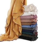 Nouveau Hijab plissé Mori froissé Plaid paillettes écharpe châle vague bord châle musulman foulard enveloppement châles Turban islamique pour les femmes