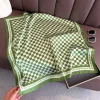 luxe femmes soie hijab écharpe bandana enveloppement blanc vert grille concepteur carré foulards foulard châle foulard bandeau de cheveux foulard