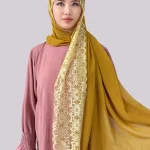Designer dentelle Hijab bulle en mousseline de soie écharpe femmes couleur unie châles musulmans Hijabs bandeau islamique Foulard Turban Foulard