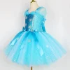 costume elsa à paillettes pour filles, déguisement de princesse pour halloween, noël, fête d'anniversaire, reine des neiges, robe tutu en tulle, robe de bal