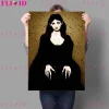 vampire noir voile portrait gothique masque mur art toile peinture décor à la maison effrayant noir sorcière affiche et impression sans cadre