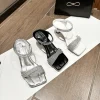 Sandales à talons hauts exquises avec strass pour décorer les couleurs noir et blanc et argent, à la mode et polyvalentes, super accrocheuses
