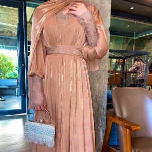 Ensembles musulmans de luxe pour femmes, diamants brillants, Kimono ouvert Abayas, robe Maxi 2 pièces Jalabiya Ramadan Eid dubaï, robe de soirée caftan