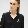 broche de ruban noir en cristal strass, broche de sensibilisation au cancer de mélancome, ruban funéraire, épingle à revers pour cancer du sein
