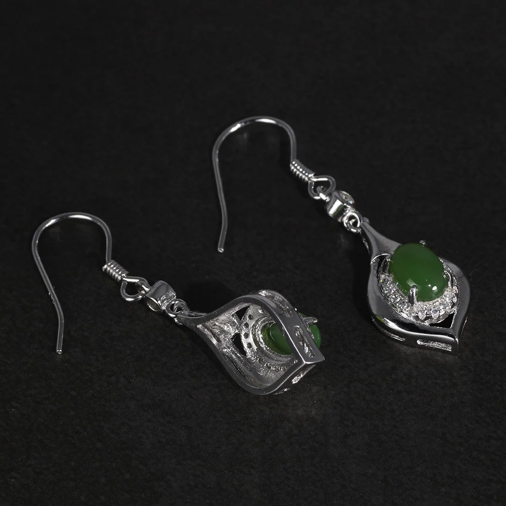 Boucles d'oreilles en argent 925, bijoux en pierre naturelle, Jade, minimaliste, élégance géométrique, pour femmes, bijoux de noël