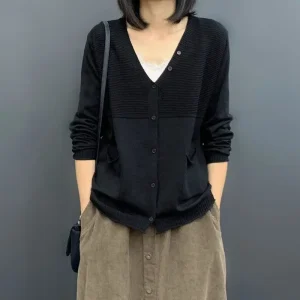 Cardigans pour femmes, vêtements d&rsquo;extérieur, couleur unie, pull en tricot, veste, col en V, haut en Crochet, mode légère, Streetwear coréen Y2k Chic, 2025