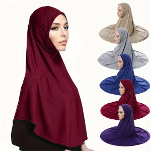 Foulard hijab pour femmes, couvre-tête arabe, double couche, bord rond, capuchon inférieur, écharpe haute élastique
