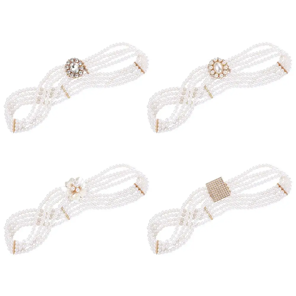Ceinture élastique Vintage élégante pour filles, boucle en métal à fleurs, décoration de robe pour femmes, fausse perle, ceinture coréenne