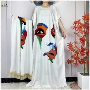 Abaya adt-Robe maxi en coton doux pour femme, manches courtes, motif africain Dashiki, imprimé, élégant, islam, grande écharpe, nouveau, 2021 Abaya adt-Robe maxi en coton doux pour femme, manches courtes, motif africain Dashiki, imprimé, élégant, islam, grande écharpe, nouveau, 2021