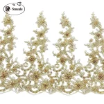 Garniture en tissu de dentelle perlée à paillettes, décoration de bricolage d&rsquo;accessoires de jupe, robe de mariée, hauteur de 43cm, RS2448, 14 couleurs