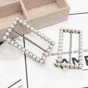 Ceinture en Fausse Perle en Métal pour Femme, Boucles Métalliques Décontractées pour Écharpe, Porte-rond pour Vêtements, Poignées de Bricolage, Broche Amovible