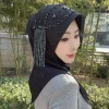 nouveau chapeau musulman à bord souple en éponge de gaze à motifs d'étoiles du moyen orient, écharpe à enfiler pratique, style pompon double face