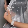 voile de mariée de luxe pour mariée, bord de perles denses, mantille, long voile de mariée, accessoires de mariée, ivoire, 1 niveau