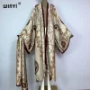 kuwait winyi manteau musulman imprimé boho pour femme, kimono long ouvert devant, kaftan, tunique de plage, robes rondes, 2023
