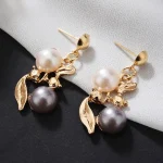 Collier de perles en métal coloré, exquis et élégant, strass, boucles d&rsquo;oreilles pendantes, feuille, ensemble de boucles d&rsquo;oreilles, cadeau