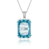 Collier en argent Sterling 925 pour femmes, pendentif de luxe en pierres précieuses aigue-marine, chaîne de cou, bijoux fins, Design en filigrane