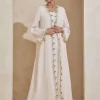 abaya musulman de style dubaï, broderie florale exquise, détails, idéal pour les occasions formelles de mariage du moyen orient, islam modeste