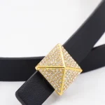 Ceinture à boucle carrée tridimensionnelle en biscuits pour femme, fine double face, décorée d&rsquo;une petite ceinture, gris dia