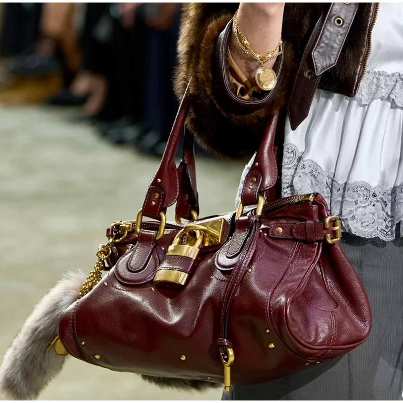 Sac fourre-tout à cadenas de luxe, sac à bandoulière classique de grande capacité, sac à main de styliste à Double poignée, porte-documents horizontal en cuir souple