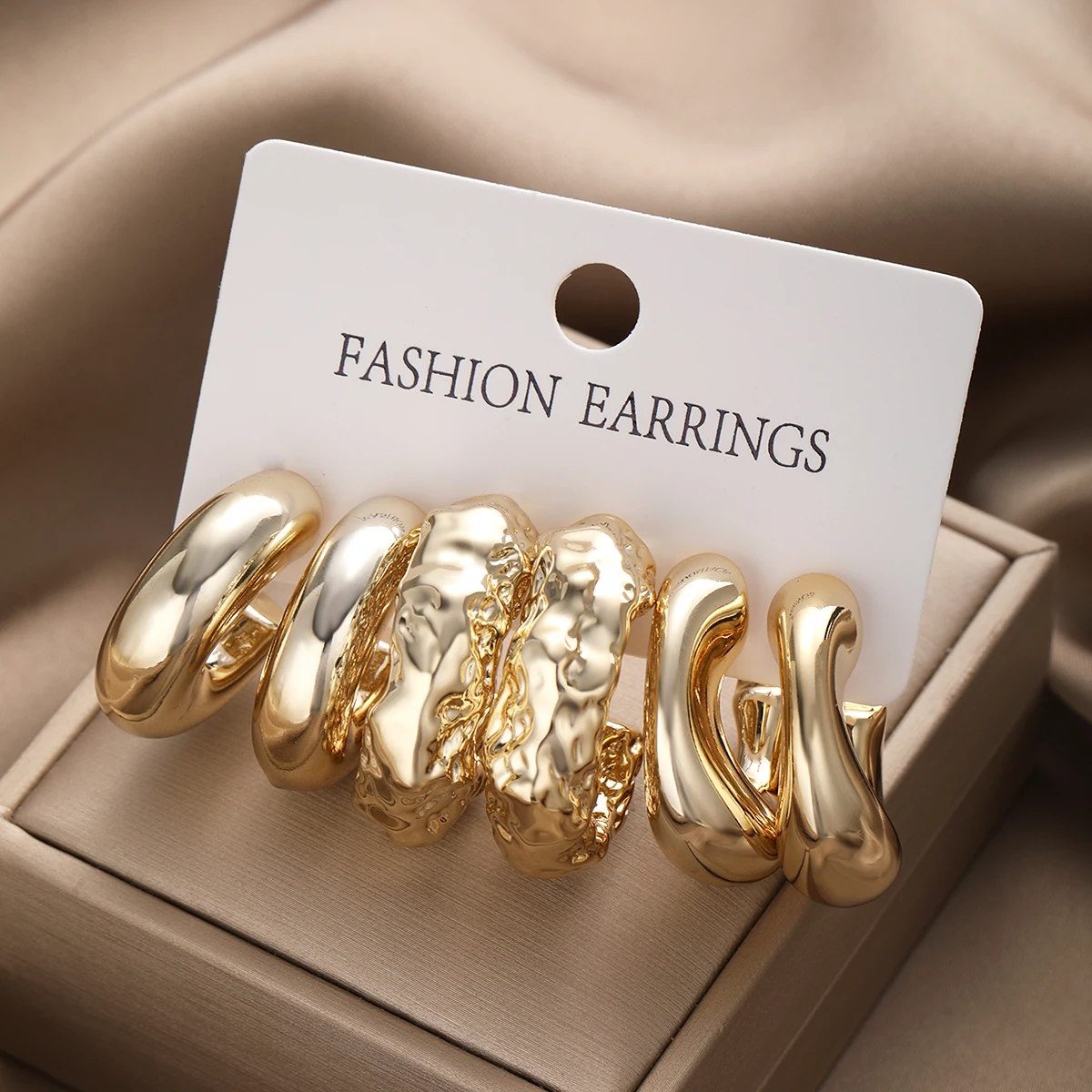 Boucles d'oreilles minimalistes en forme de C pour femmes, mode classique européenne et américaine, cadeaux pour mères et meilleurs amis, 03/Wear, 6 pièces par ensemble