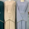 ramadan musulman abaya nida robe noire avec chaîne de cristal ensembles islamiques élégants dubaï longue femme robes de soirée caftan marocain