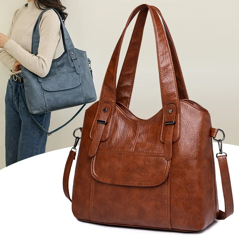 Sac à main en cuir de bonne qualité pour femmes, sacs à bandoulière de marque de styliste, fourre-tout de grande capacité, sac à main décontracté pour Commte