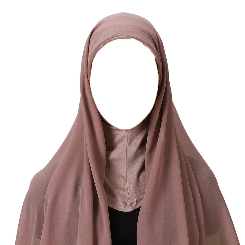 bonnet intérieur à couverture complète avec écharpe en mousseline de soie, hijab instantané, casquette islamique musulmane, couvre chef, sous écharpe, bonnet en os