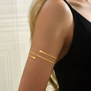 Bracelet manchette du haut du bras pour femmes, brassard minimaliste plaqué or, bijoux de fête