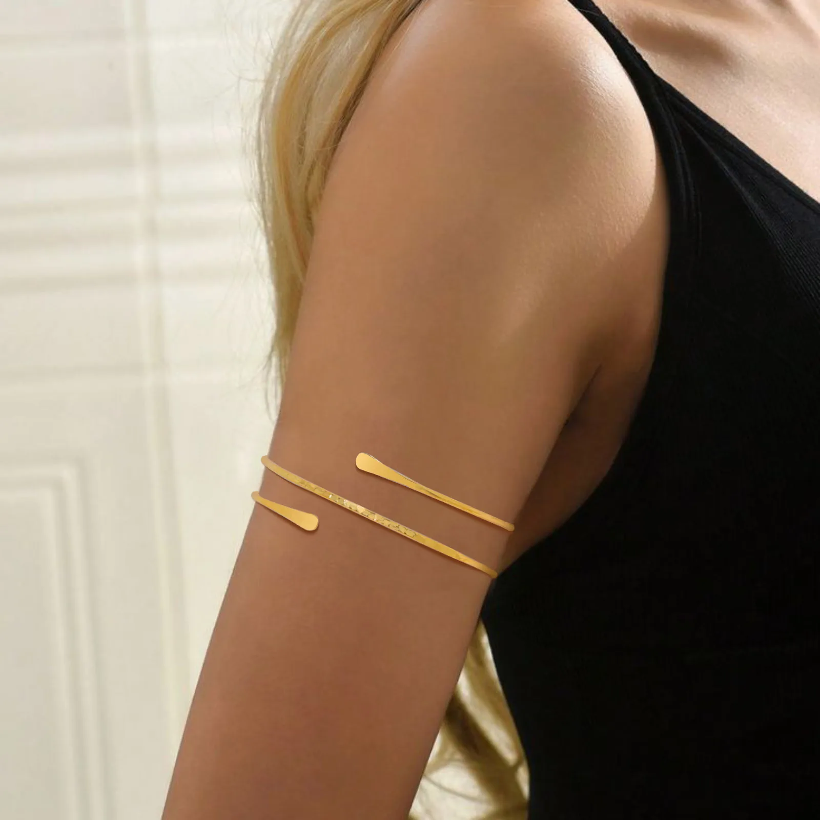 Bracelet manchette du haut du bras pour femmes, brassard minimaliste plaqué or, bijoux de fête