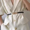 ceinture à boucle en chaîne en métal pour femmes, couleur unie, fines bretelles réglables en cuir pu, pantalons en jean, ceinture décorative sauvage