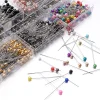 Épingles à tête sphérique de couleur en acier inoxydable, 100 pièces, épingles à coudre à grande tête en perles pour vêtements, fournitures de positionnement, outils de fournitures de couture
