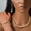 ensemble de bijoux avec pendentif en perles colorées, 4 pièces, collier, bracelet, boucles d'oreilles, bague, ensemble de mariage, accessoires de bijoux de luxe