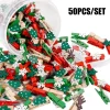 mini clips de noël en bois, 50 pièces, épingles en bois festives pour suspendre des photos, décorations de mariage, cadeaux de fête, ornements d'arbre de noël