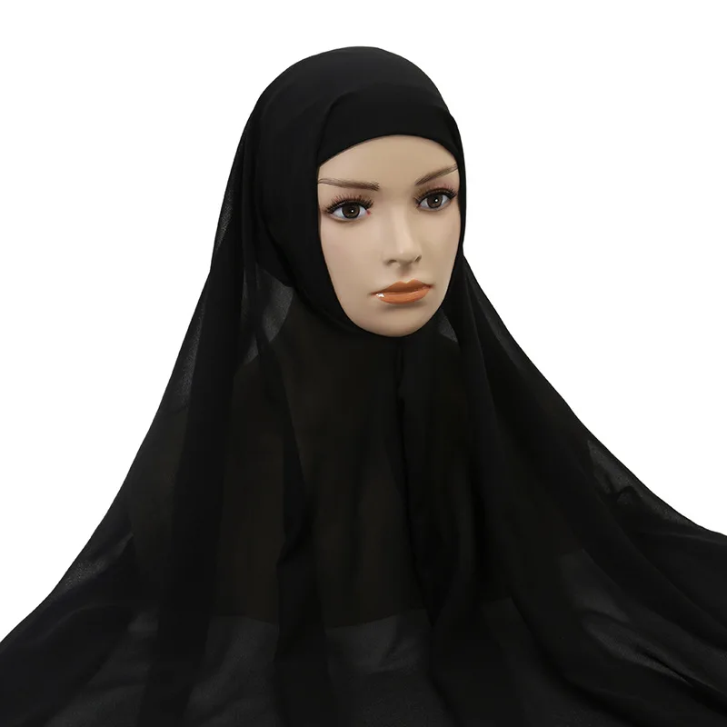 femmes musulmanes en mousseline de soie hijab avec capuchon bonnet instantané en mousseline de soie hijab pinles châle foulard sous écharpe casquettes couverture bandeau