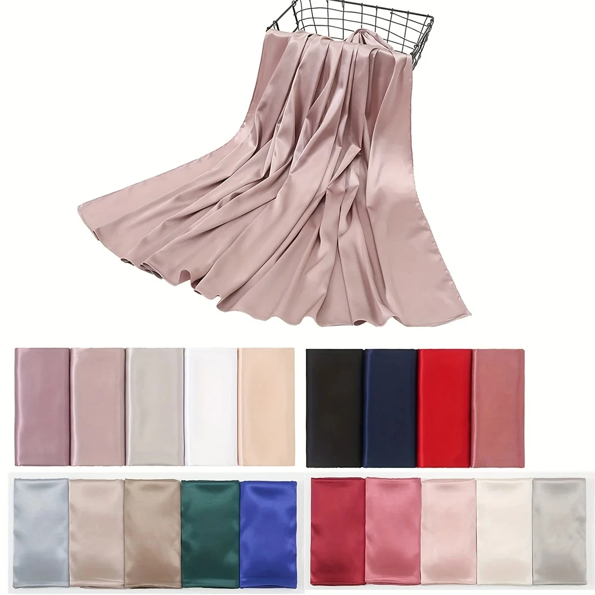 foulard hijab en satin de soie scintillant pour femmes musulmanes, voile de luxe en soie médiévale, châle en soie brillante, tippet