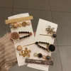 1 ensemble d'épingles à cheveux en perles faites à la main pour femmes, barrettes à fleurs en strass, couvre chef pour filles, pinces à cheveux douces, accessoires pour cheveux