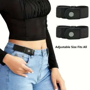 2 pièces/ensemble sans boucle ceinture élastique pour femmes hommes unisexe ceinture extensible pour pantalons jean boucle décontractée ceinture Invisible réglable gratuite