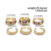 salircon 6 pièces/ensemble incrusté de zircon violet ensemble de bagues d'ouverture réglable femmes bague de couleur or lisse pour femme bijoux quotidiens cadeau