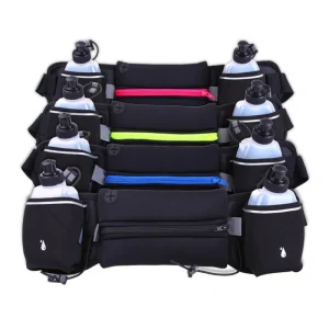 Sacs de taille de course en plein air pour hommes et femmes, sac de taille de jogging, sac de ceinture d&rsquo;hydratation, bouteille d&rsquo;eau, fitness, gym, portefeuille de sport léger
