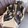 grande écharpe hijab imprimée pour femmes, 90cm, simulation d'écharpe en soie, mode motif floral, châle, foulard fin
