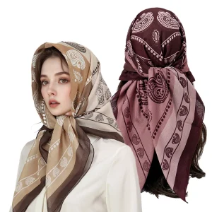 Foulard carré de luxe pour femmes, châle en soie, sensation de soie, Hijab en Satin, enveloppes de mode, bandes de cheveux, ruban, Bandana féminin, 90x90cm