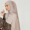 hijab en jersey de haute qualité avec bon point, écharpe musulmane unie, extensible, couleur unie, turban doux, châle enveloppant la tête