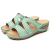 sandales orthopédiques à talons compensés pour femmes, chaussures d'été à bout ouvert, vintage, antidérapantes, en cuir, décontractées, plateforme, rétro, nouvelle collection