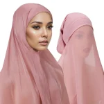 Hijab Instantané en Mousseline de Soie Brillante pour Femme Musulmane, Sous-Écharpe en Jersey, à la Mode, Type Turban, Bonnet