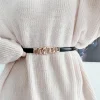 ceinture à boucle en chaîne en métal pour femmes, couleur unie, fines bretelles réglables en cuir pu, pantalons en jean, ceinture décorative sauvage