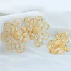 ensembles de bijoux de dubaï pour femmes, boucles d'oreilles géométriques couleur or, bague ajourée, accessoires de mariage de luxe africains, cadeaux d'anniversaire