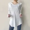 vêtements de sport pour femmes, pour fitness, course à pied, à capuche, manches longues, chemise de sport, haut de yoga, respirant, chemises amples