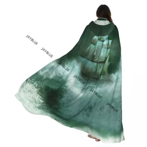 Cape à capuche unisexe avec capuche, vieille navire en tempête de tonnerre, œuvre d&rsquo;art numérique, Cape d&rsquo;aventure fantaisie, Cape de sorcière, Costume de Cosplay