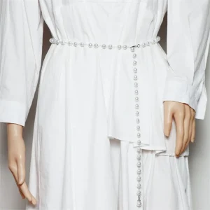 Ceinture à perles blanches pour femmes, ceinture bohème, mode tout-assressenti, décoration de chemise habillée, ceinture à pendentif perle élégante